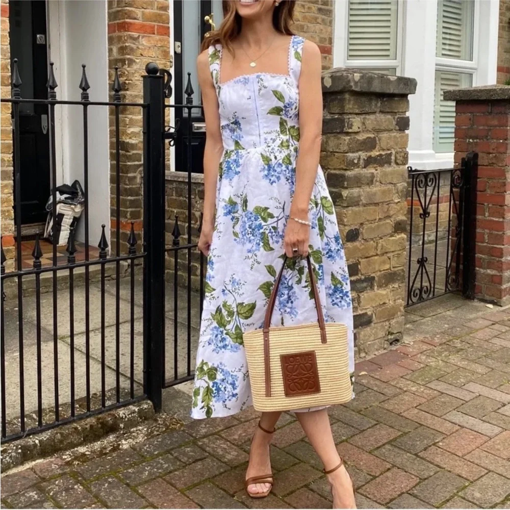 Reformation Tagliatelle Riviera Linen Floral Dress - Picture 7 of 12
